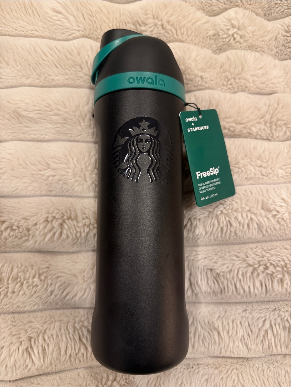 Starbucks x owala Black & Teal 24oz FreeSip Insulated Tumbler NWT